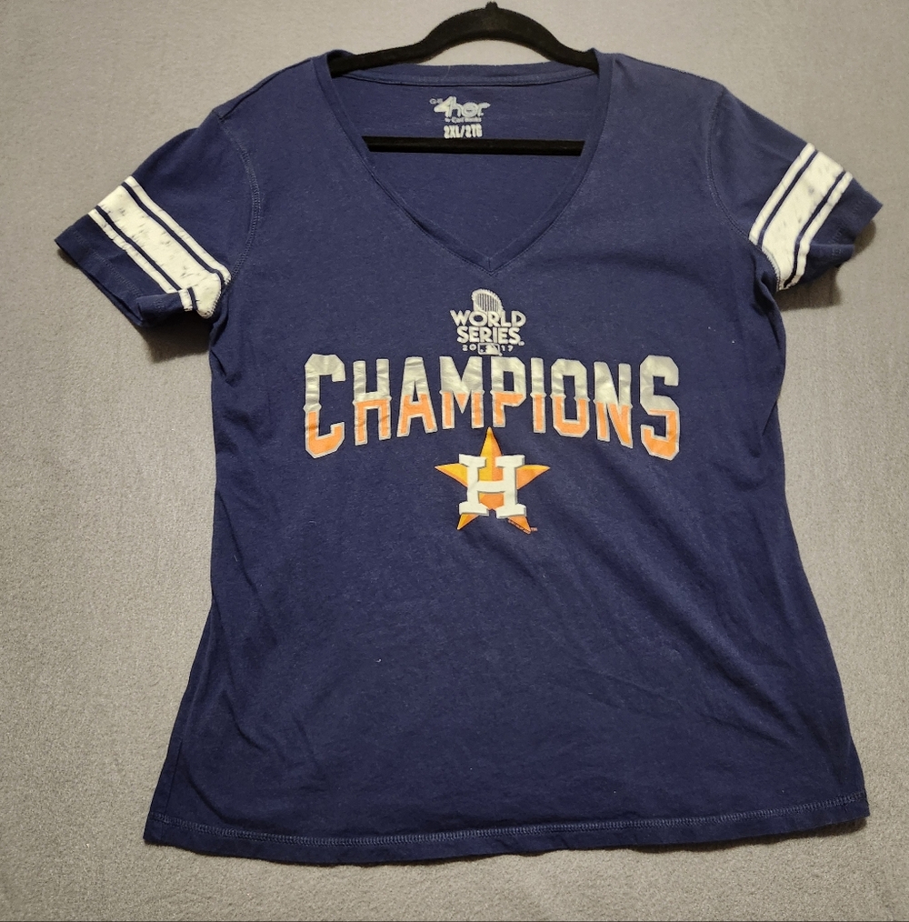 G-III 4her By Carl Banks Houston Astros Tee 2XL Blue World Series Champs '17